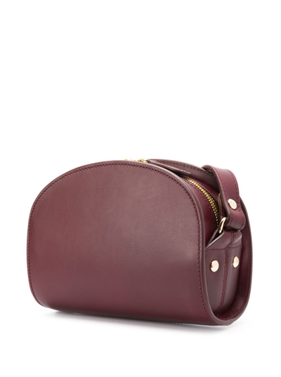 Shop Apc A.p.c. Womans Sac Demi Lune Leather Crossbody Bag In Bordeaux