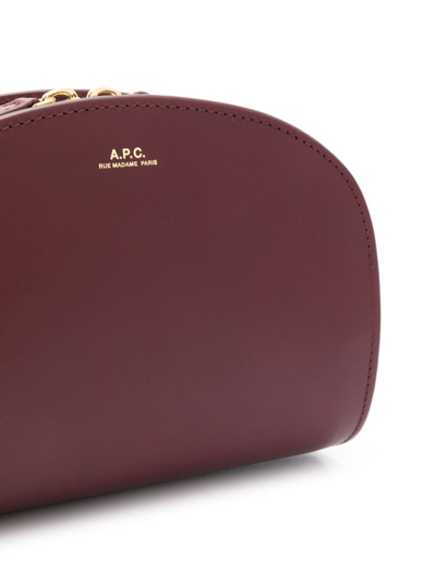 Shop Apc A.p.c. Womans Sac Demi Lune Leather Crossbody Bag In Bordeaux