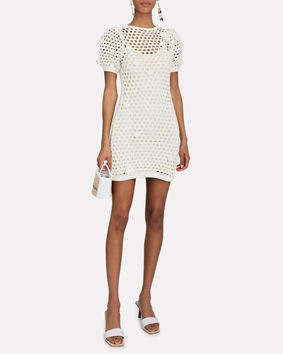 Shop Something Navy Crochet-knit Mini Dress In White