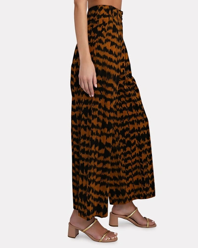 Shop Ulla Johnson Dakari Printed Cotton Cropped Pants In Brown