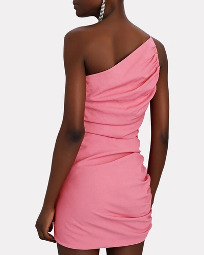 Shop The Sei One-shoulder Ruched Crepe Mini Dress In Pink