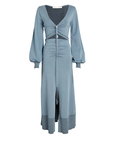 Shop Jonathan Simkhai Inez Embellished Cut-out Midi Dress In Blue-lt