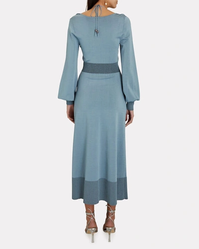Shop Jonathan Simkhai Inez Embellished Cut-out Midi Dress In Blue-lt