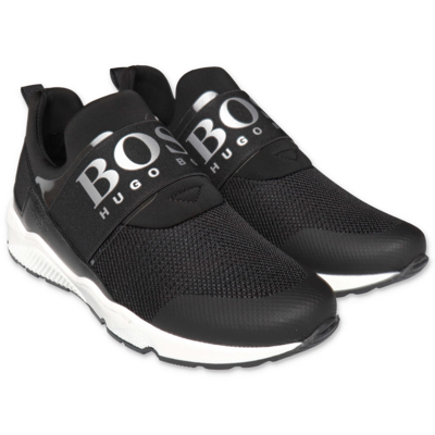 Hugo Boss Kids' Sneakers Microfibra Traspirabile In Black | ModeSens