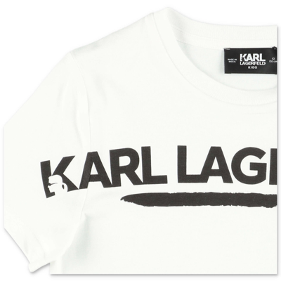 Shop Karl Lagerfeld T-shirt Bianca In Jersey Di Cotone In Bianco