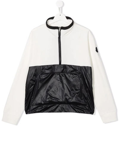 Shop Moncler Kids Black And White Anorak Sweatshirt In Bianco/nero
