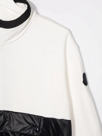 Shop Moncler Kids Black And White Anorak Sweatshirt In Bianco/nero