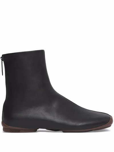 Shop Burberry Men's  Black Leather Ankle Boots