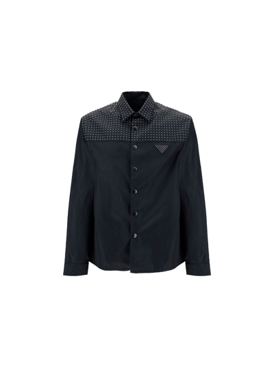 Shop Prada Men's Black Shirt