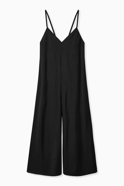 Shop Cos V-neck Wide-leg Jumpsuit In Black