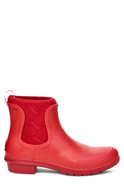 Shop Ugg Chevonne Chelsea Waterproof Rain Boot In Red Ribbon Rubber