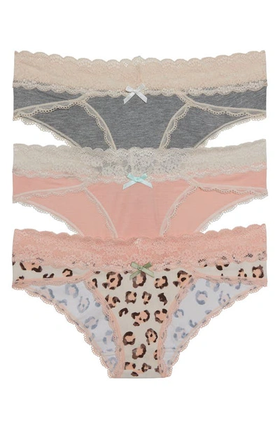 Shop Honeydew Intimates Ahna 3-pack Hipster Panties In Heatgry/georg/clmlpd