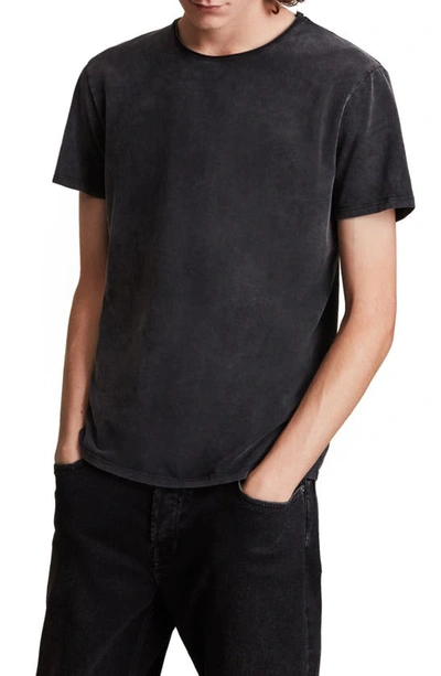 Shop Allsaints Bodega Solid Crewneck T-shirt In Washed Black