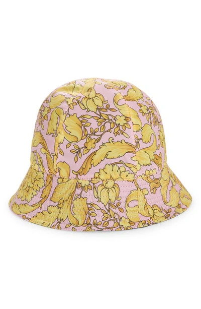 Shop Versace Barocco Print Bucket Hat In Candy Gold