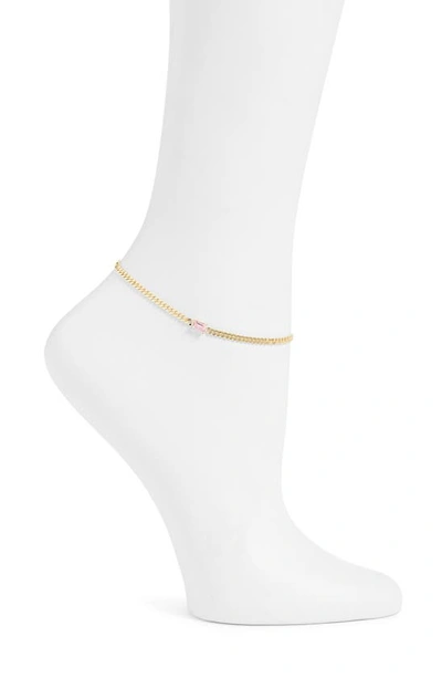 Shop Shymi Cubic Zirconia Curb Chain Anklet In Gold & Pink