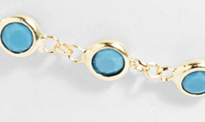 Shymi Bezel Set Cubic Zirconia Anklet In Gold & Turquoise