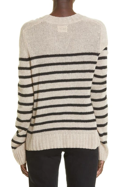Shop Khaite Casey Stripe Silk Sweater In Black/ Ivory Stripe