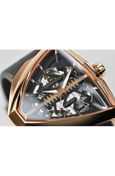 Hamilton Ventura Elvis80 Auto Skeleton Dial Pvd Rose Gold Steel Black Rubber Strap Men's Watch H24525331