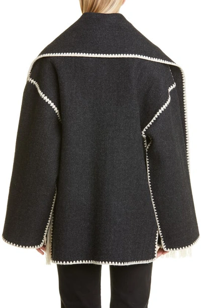 Totême Toteme Embroidered Scarf Jacket In Dark Grey Melange