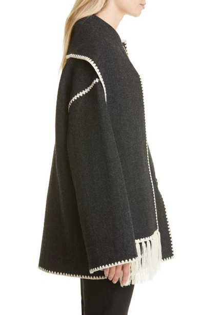 Totême Toteme Embroidered Scarf Jacket In Dark Grey Melange