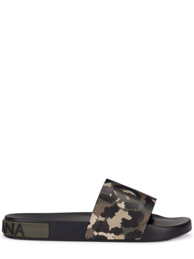 Shop Dolce & Gabbana Camouflage Print Slides Sandals In Multicolore