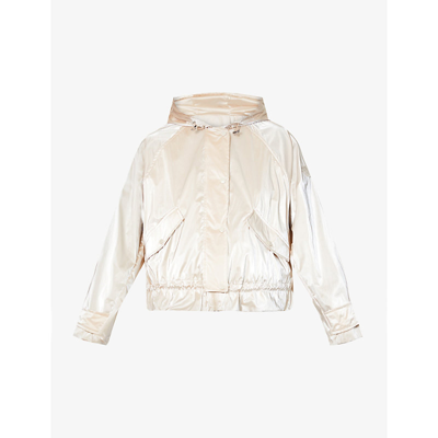 Shop Moncler Women's White & Black Tiya Hooded Shell Jacket