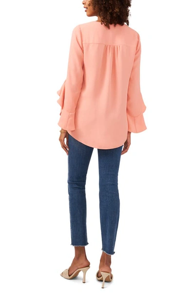 Shop Vince Camuto Flutter Sleeve Tunic In Canyon Coral