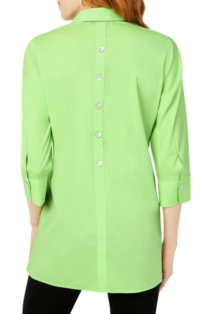 Foxcroft Pamela Stretch Button-up Tunic In Sweet Kiwi