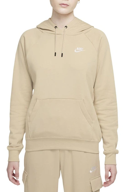 Shop Nike Sportswear Essential Pullover Fleece Hoodie In Rattan/ White