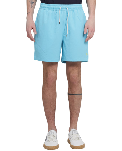 Shop Polo Ralph Lauren Light Blue Traveler Swimshorts