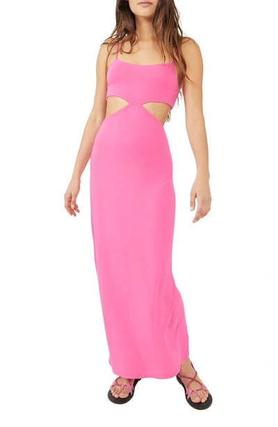 Free People Piper Sleeveless Cutout Midi Dress In Fuschia