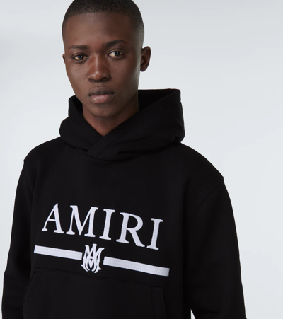 Shop Amiri Ma Bar Logo Cotton Hoodie In Black