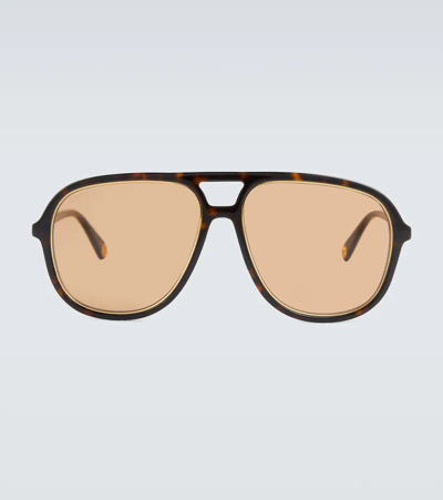 Shop Gucci Acetate Sunglasses In Brown