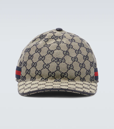 Shop Gucci Original Gg Canvas Baseball Cap In Beige Blu+blu+b/r/b