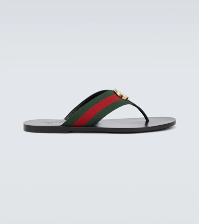 Shop Gucci Interlocking G Thong Sandals In V.r.v/nero