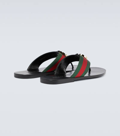 Gucci Web Stripe-embellished Flip Flops In V.r.v/nero