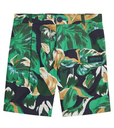 Shop Kenzo Printed Cotton Shorts In Navy