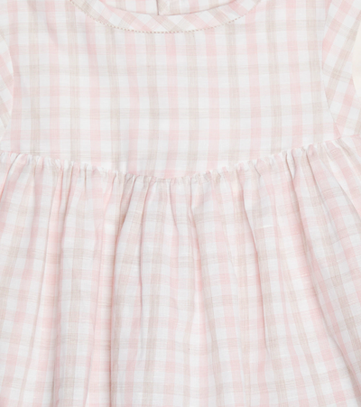 Bonpoint Armonie Checked Cotton And Linen Top In Dusky Pink