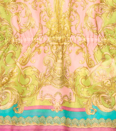 Versace Barocco Cotton And Silk Beach Cover-up In Mauvelous+citron