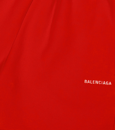Shop Balenciaga Logo Cotton Jersey Shorts In Bright Red/white