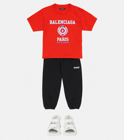 Shop Balenciaga Logo Cotton Jersey T-shirt In Bright Red