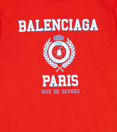 Shop Balenciaga Logo Cotton Jersey T-shirt In Bright Red