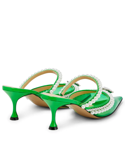 Shop Mach & Mach Embellished Pvc Mules In Green