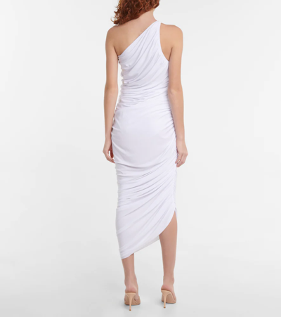 Shop Norma Kamali Diana One-shoulder Jersey Midi Dress In White