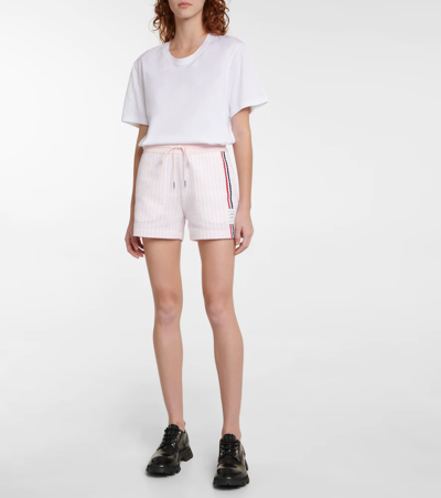 Shop Thom Browne Striped Cotton Shorts In Lt Pink