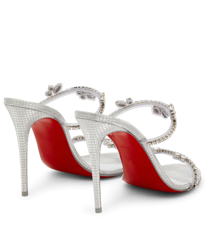 Shop Christian Louboutin Just Queen 100 Embellished Sandals In Silver/cry/lin Silver