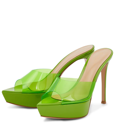 Shop Gianvito Rossi Betty Pvc And Patent Leather Sandals In Kiwi