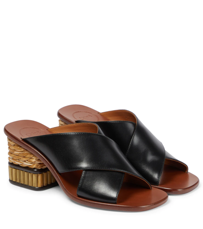 Shop Chloé Laia Leather Sandals In Black