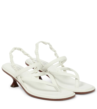 Shop Tod's Leather Thong Sandals In Bianco