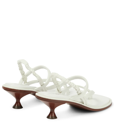 Shop Tod's Leather Thong Sandals In Bianco
